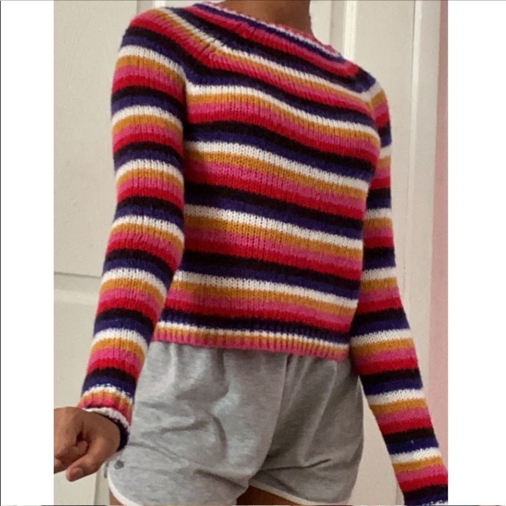 Multicolored striped knit sweater
